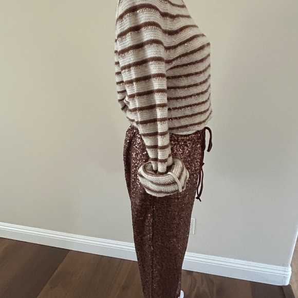 SPLENDID Walnut Striped Sequin Detail Maisie Crewneck Sweater - Picture 9 of 11